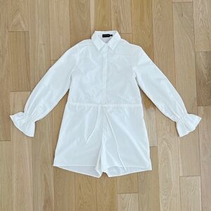 PrettyLittleThing White Long Sleeve Romper Shorts Size 8